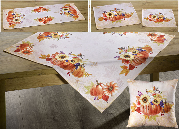 Woonaccessoires - Tafel- en kamerdecoratie met herfstmotieven, in Größe 101 (Kleedje, 35 x 50 cm) bis 404 (Kussensloop, 40 x 40 cm), in Farbe NATUUR-MEERKLEURIG Ansicht 1