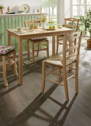 Eettafel van massief beukenhout met verlengstuk