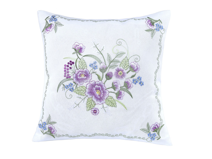 Woontextiel - Tafelkleed of kussenhoes met bloemborduurwerk, in Größe 101 (Kleedje, 35 x 50 cm) bis 404 (Kussensloop, 40 x 40 cm), in Farbe WIT-MULTICOLOR Ansicht 1