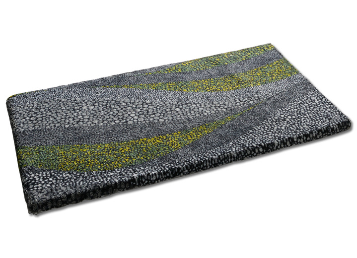 Badmatten - Badmat met een rijkelijk bedrukt mozaïek-golfdessin, in Größe 100 (matje, halfrond 50 x 80 cm) bis 112 (toiletdekselafdekking, 47 x 50 cm), in Farbe GROEN Ansicht 1