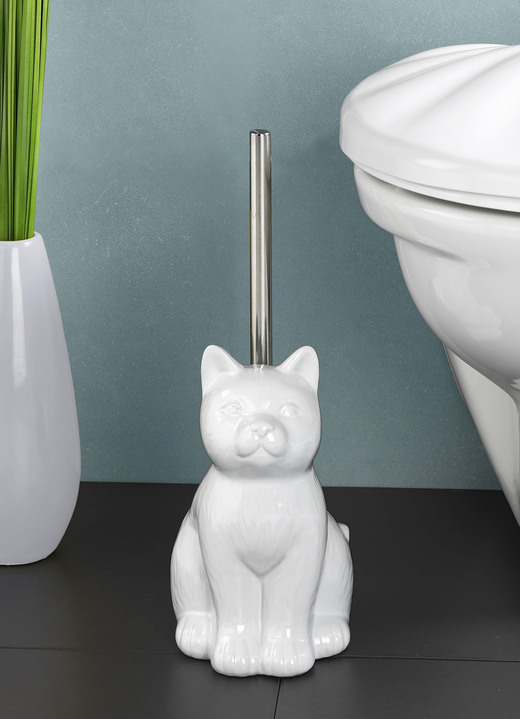 Badkamer-accessories - Toiletset in kattendesign, in Farbe WIT Ansicht 1