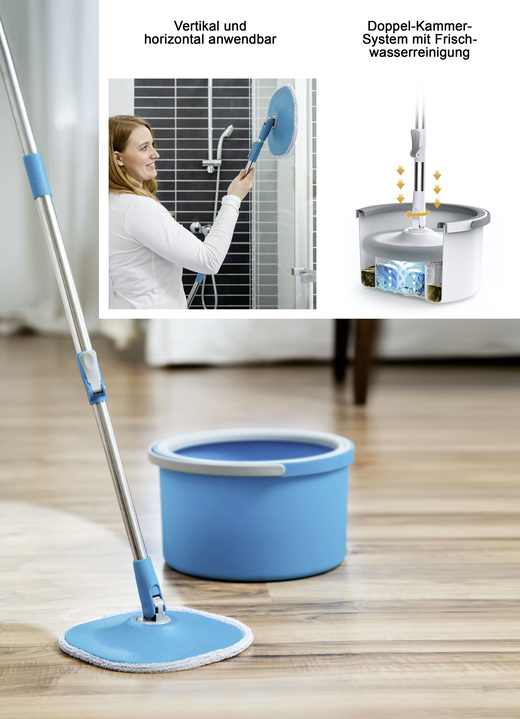 - Livington vloerdweilsysteem, in Farbe ZILVER-BLAUW Ansicht 1