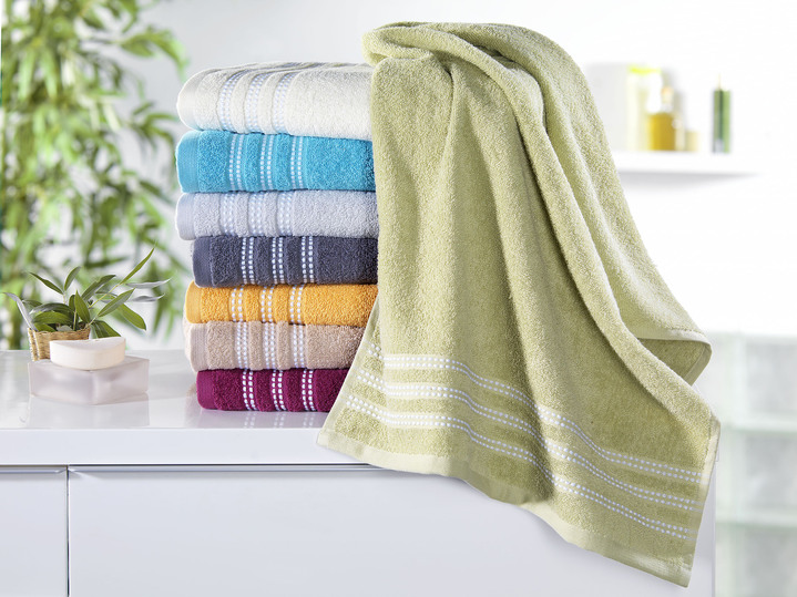 Badstof handdoeken - Pluizige, zachte en absorberende badstofserie, in Größe 200 (2 handtassen 50/100 cm) bis 204 (1 handdoek, 70/140 cm), in Farbe LIND