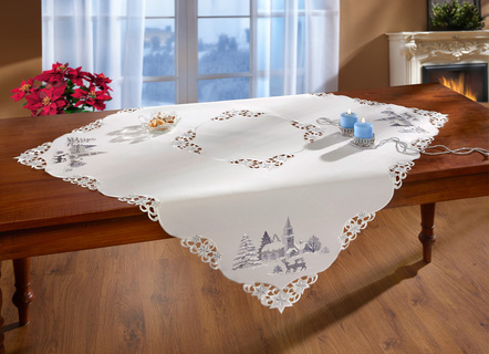 Tafelkleed met een romantisch winterdorp-motief