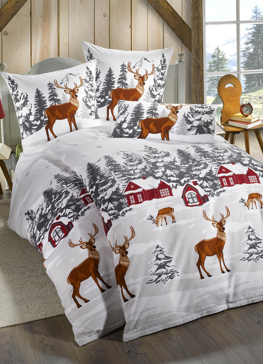 Beddengoed - Beddengoedset in zachte flanelkwaliteit, in Größe 111 (40 x 80 cm + 135 x 200 cm) bis 115 (80 x 80 cm + 155 x 220 cm), in Farbe MEERKLEURIG Ansicht 1