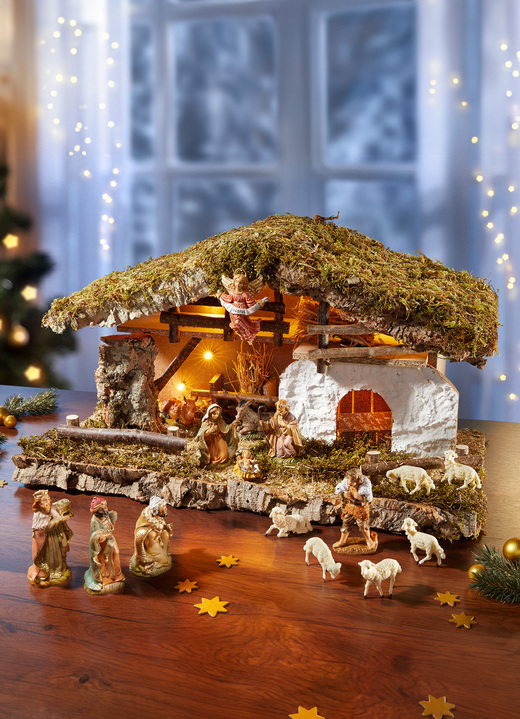- Prachtige kerststalserie met de hand gemaakt, in Farbe BRUIN-GROEN, in Ausführung Kerststal beeldjes 10 stuks Ansicht 1