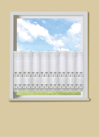 Klein raamgordijn met gekarteld uiteinde en stangdoorgang