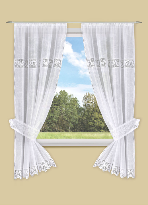 - Romeinse gordijnset met universele railtape, in Größe 322 (H100xB 95 cm) bis 500 (H150xB 95 cm), in Farbe WIT Ansicht 1