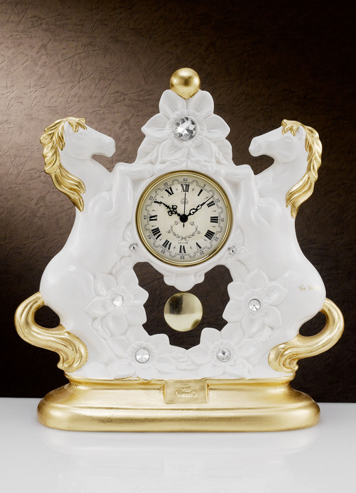 Horloges - Italiaanse tafelklok van keramiek, in Farbe WEISS-GOLD