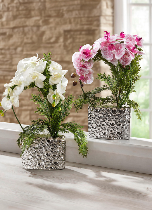 Kunst- & textielplanten - Orchidee in keramische pot, in Farbe WEISS