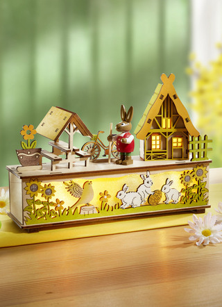 Verlichte houten decoratie met timerfunctie
