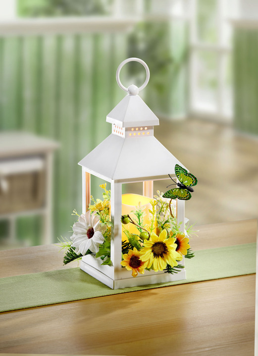 Woonaccessoires - Prachtig vormgegeven lantaarn, in Farbe WEISS-GELB