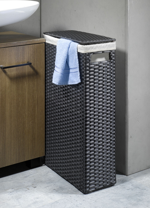 Badkamermeubels - Wasmand, in Farbe SCHWARZ Ansicht 1