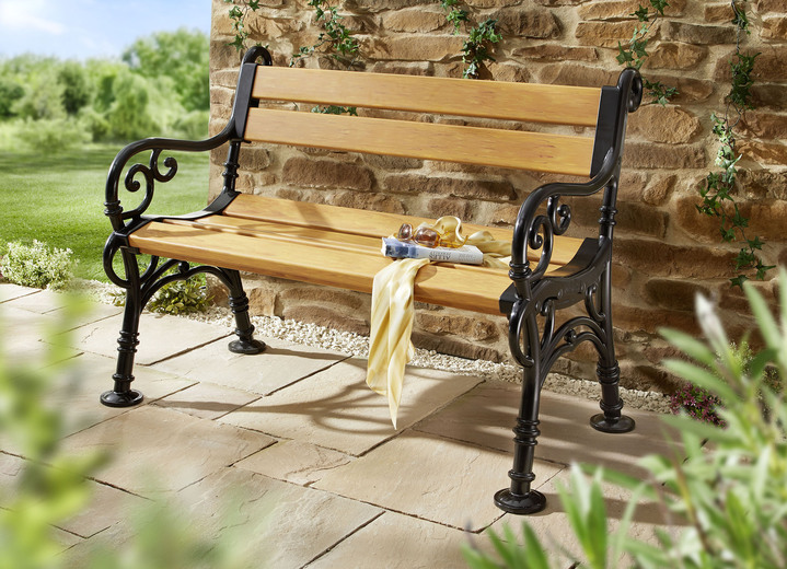 Tuinmeubels - Comfortabele 2-zits tuinbank in houtlook, in Farbe NATUREL