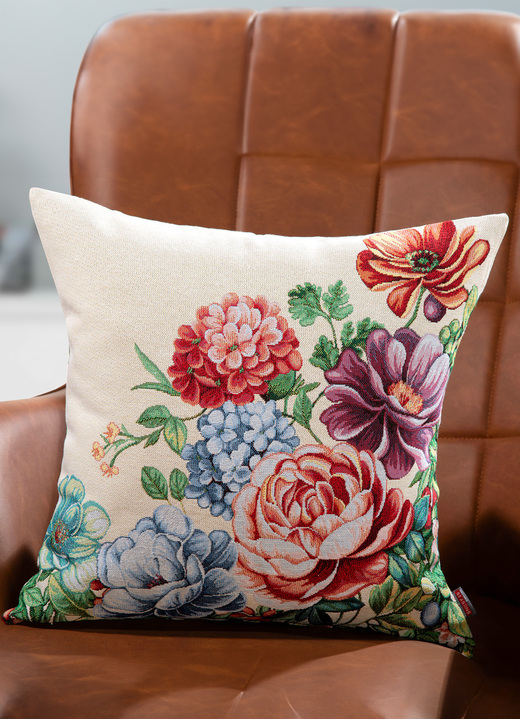 Decoratiekussens & slopen - Kussenhoes bloemen met ritssluiting, in Farbe MEERKLEURIG Ansicht 1