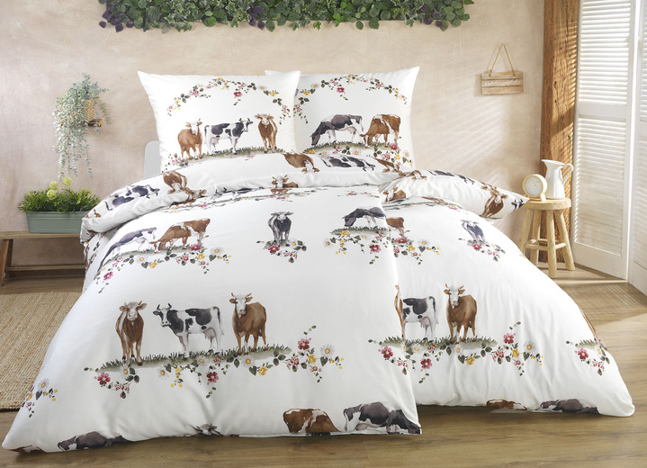 - Beddengoedset in Mako satijnkwaliteit, in Größe 112 (80 x 80 cm + 135 x 200 cm) bis 115 (80 x 80 cm + 155 x 220 cm), in Farbe MULTICOLOR