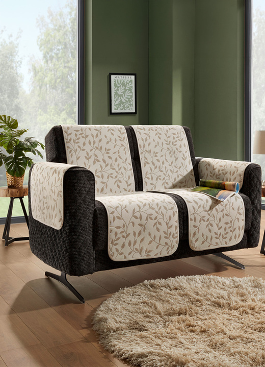 Grand foulards - Fauteuil- en armleuningbeschermers met antisliplaag, in Größe 101 (Fauteuilbeschermer, 50 x 150 cm) bis 865 (2 armleuningbeschermers, 50 x 70 cm), in Farbe NATUUR Ansicht 1