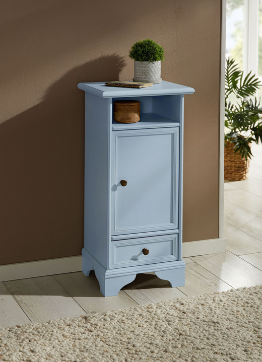 Meubels - Deels massieve ladekast serie, in Farbe PASTELLBLAU, in Ausführung Commode, 1 deur Ansicht 1