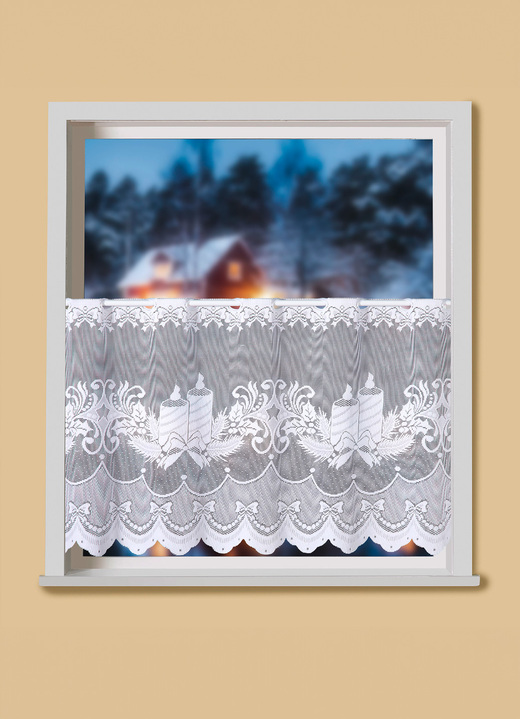 Korte gordijnen - Valletje, in Größe 860 (H50xB102 cm) bis 872 (H50xB138 cm), in Farbe WIT Ansicht 1