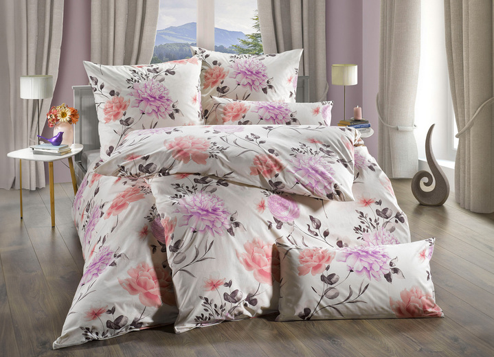 Beddengoed - Fijne Renforce beddengoedset van Florella, in Größe 111 (40 x 80 cm + 135 x 200 cm) bis 115 (80 x 80 cm + 155 x 220 cm), in Farbe ZILVER Ansicht 1