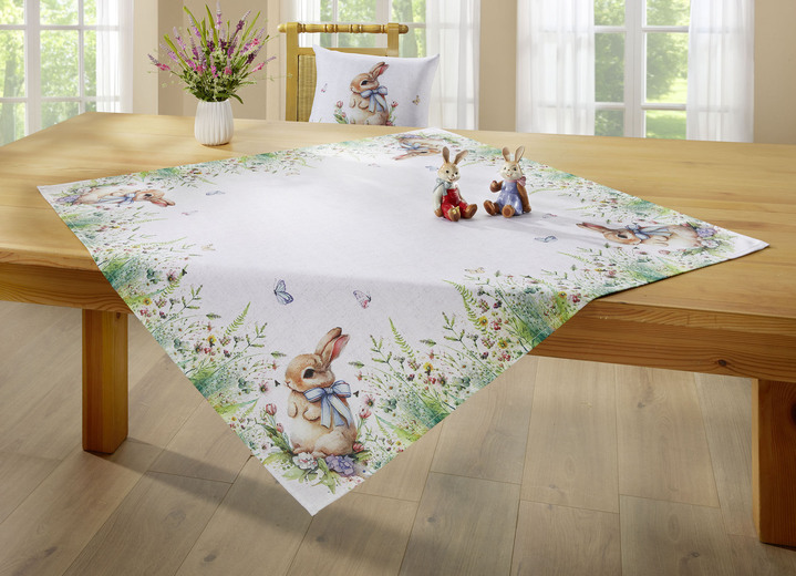 Woontextiel - Tafel- en kamerdecoratie met veermotief, in Größe 101 (Loper, 40 x 90 cm) bis 404 (Kussensloop, 40 x 40 cm), in Farbe MULTICOLOR Ansicht 1