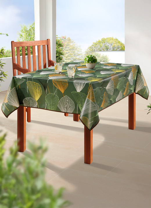 Tafellakens - Tafelkleed van tafelzeil met bijpassende bies, in Größe 108 (Tafellaken 80 x 80 cm) bis 190 (Tafellaken ovaal, 140 x 190 cm), in Farbe GRÜN Ansicht 1