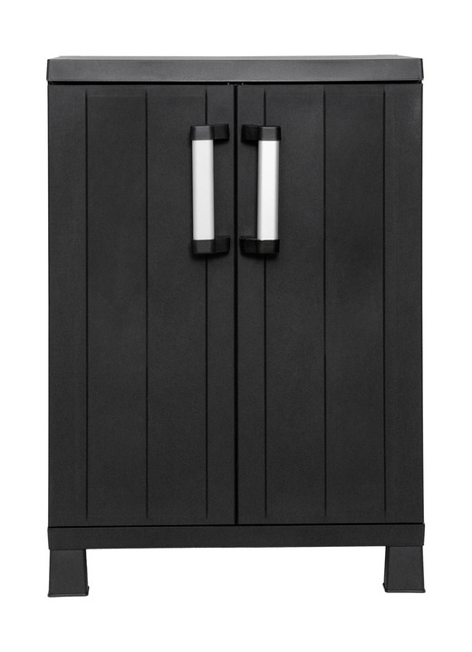 Tuinmeubels - Garage gereedschapskast met houten lamelleneffect, in Farbe SCHWARZ, in Ausführung klein Ansicht 1