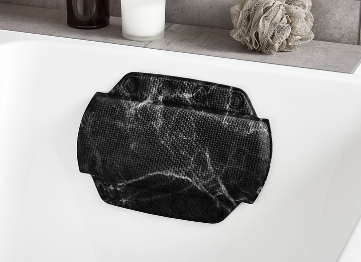 Badkamer-accessories - Veiligheidsinzetstukken met marmerdesign, in Größe 300 (antislipmat douche, 55 x 55 cm) bis 302 (Nekkussen, 32 x 22 cm), in Farbe SCHWARZ Ansicht 1