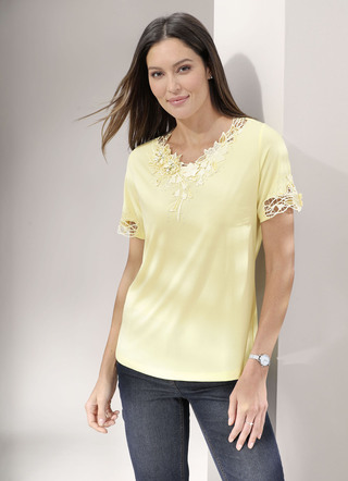 Shirt met bloemenkant in 5 kleuren