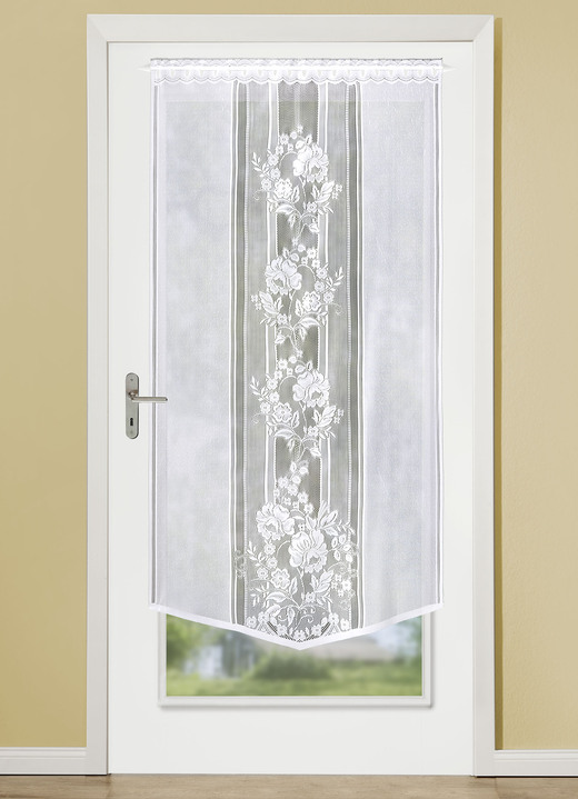 Klassiek - Raam- en deurgordijnen met doortrekstang, in Größe 309 (Valletje, H80 x B40 cm) bis 349 (deurgordijn, H 180 x B 90 cm), in Farbe WIT Ansicht 1