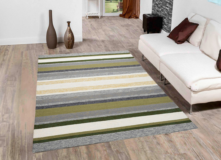 Modern - Handgetufte bruggen en tapijten van Gino Falcone, in Größe 113 (vloerkleed, 70 x 140 cm) bis 279 (Tapijt, 190 x 290 cm), in Farbe GROENTE Ansicht 1