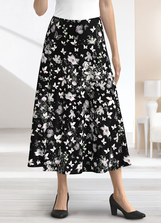 Multicolor - Rok met figuurflatterend juk, in Größe 018 bis 054, in Farbe ZWART-ECRU-ROZE-KLEURRIJK Ansicht 1