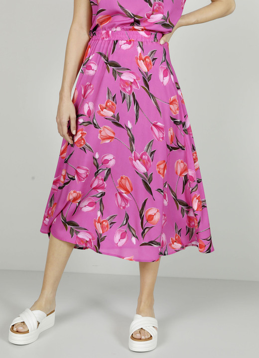 Multicolor - Rok met bloemenmotief, in Größe 019 bis 052, in Farbe ROZE-GROEN Ansicht 1