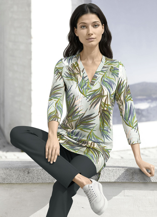 3/4-mouw - Shirt tuniek, in Größe 036 bis 054, in Farbe GRÜN-BLAU