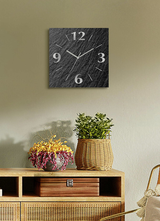 Horloges - Hoogwaardige wandklok in leisteenlook, in Farbe ANTHRAZIT, in Ausführung Mit Quarzuhrwerk Ansicht 1