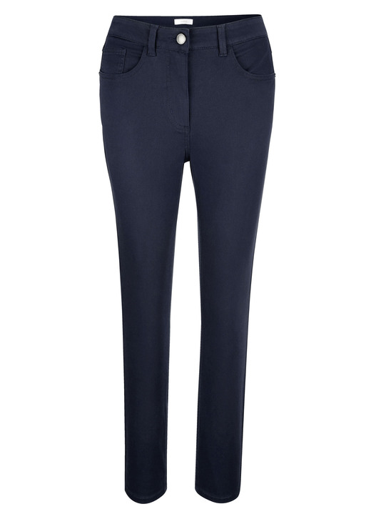 Broek met knoop- en ritssluiting - Broek in 5-pocketvorm Broek met knoop- en ritssluiting - Broek in 5-pocketvorm, in Größe 019 bis 052, in Farbe MARINE