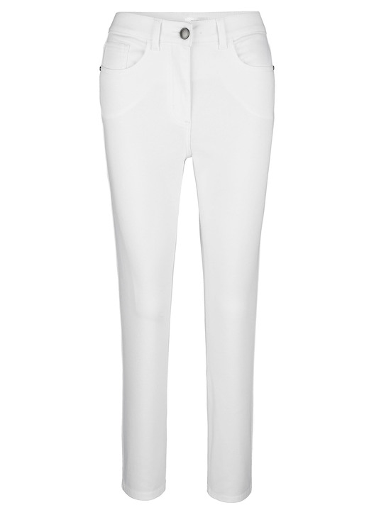 Broek met knoop- en ritssluiting - Broek in 5-pocketvorm Broek met knoop- en ritssluiting - Broek in 5-pocketvorm, in Größe 019 bis 052, in Farbe WEISS