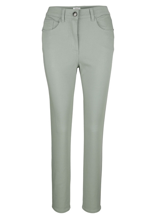 Broek met knoop- en ritssluiting - Broek in 5-pocketvorm, in Größe 019 bis 052, in Farbe MINT Ansicht 1