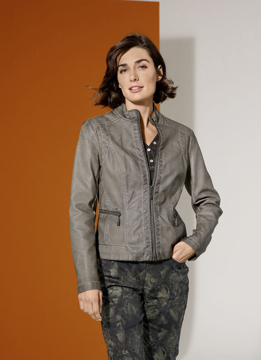 Kunstleren jacks - Blazer met subtiele klinknagels, in Größe 038 bis 052, in Farbe GRAU Ansicht 1