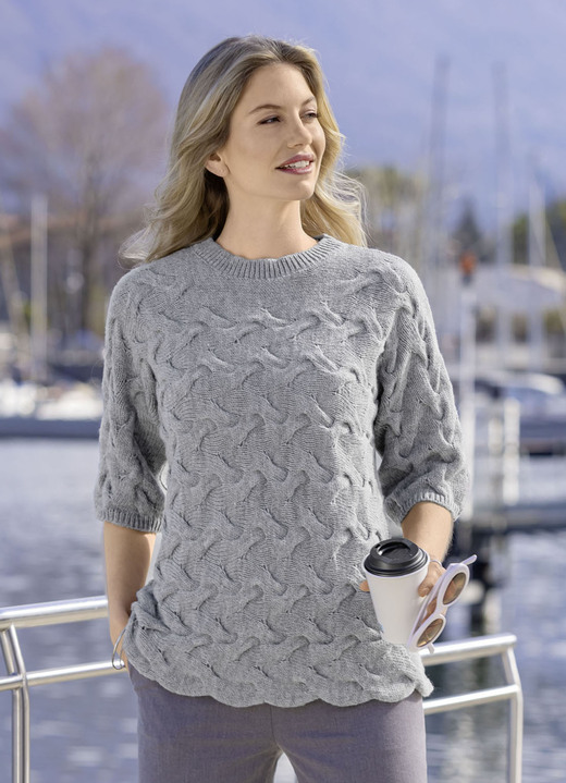 Truien - Trui met alpaca, in Größe L(44/46) bis XXL(52/54), in Farbe GRIJS MOTIEF Ansicht 1