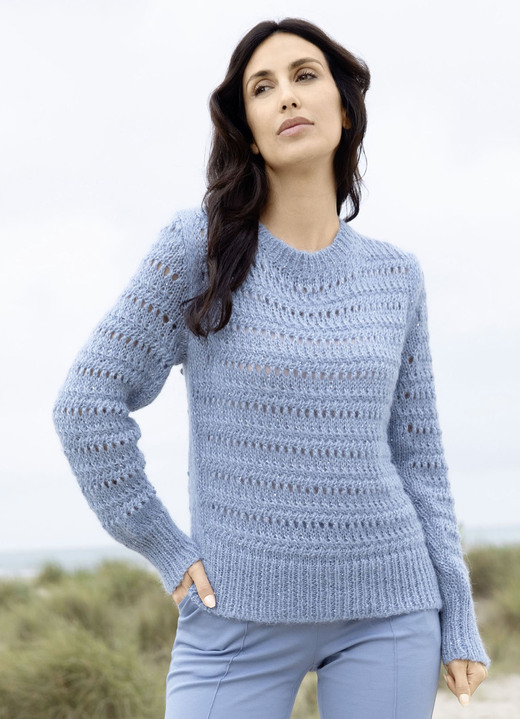 Lange mouw - Trui met alpaca, in Größe L(44/46) bis XL(48/50), in Farbe JEANS BLAUW GESMOLTEN Ansicht 1