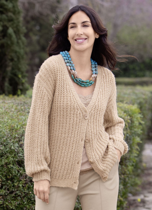 Gebreide jasjes - Cardigan met paillettengaren Gebreide jasjes - Cardigan met paillettengaren, in Größe 036 bis 052, in Farbe BEIGE MELIERT
