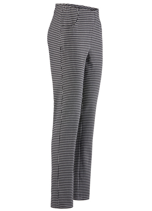 Broeken met elastische band - Broek met trendy pied-de-poulemotief, in Größe 018 bis 052, in Farbe ECRU-ZWART Ansicht 1