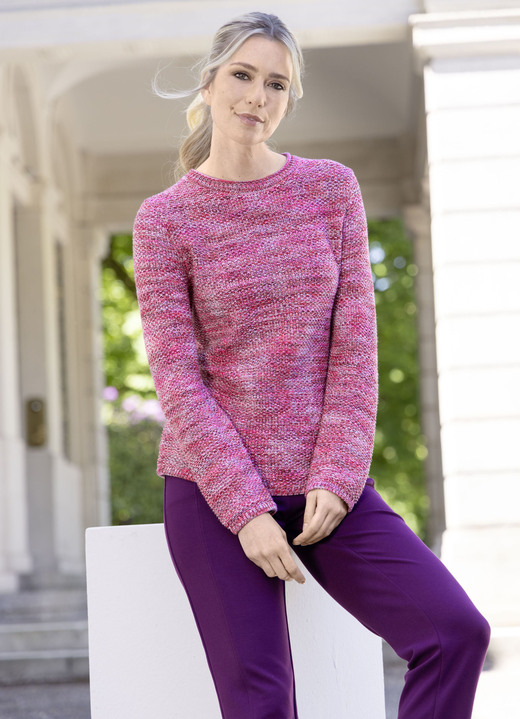 Lange mouw - Trui met rijstkorrelstructuur, in Größe 036 bis 050, in Farbe PINK-MULTICOLOR Ansicht 1