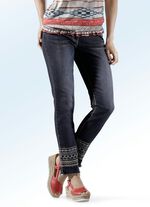 Jeans met borduurwerk in etnische stijl ANTRACIET