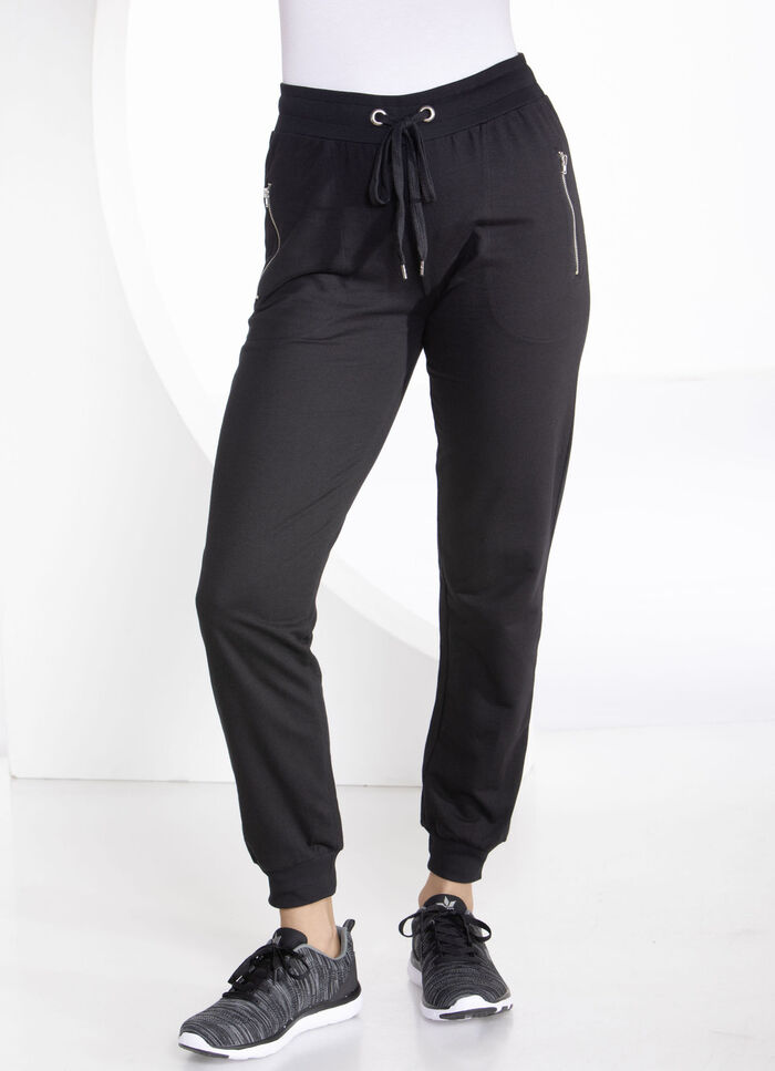 Casual broek met ritszakken in 4 kleuren ZWART
