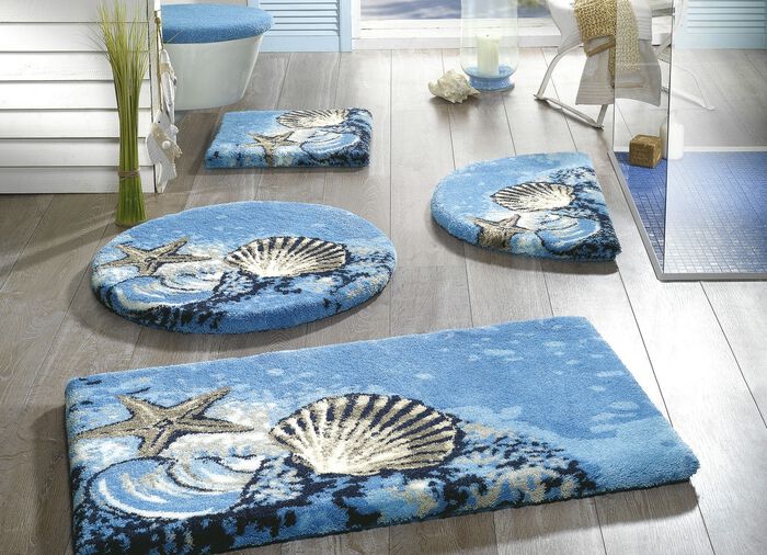 GRUND badkamerset met antislip latex achterkant BLAUW