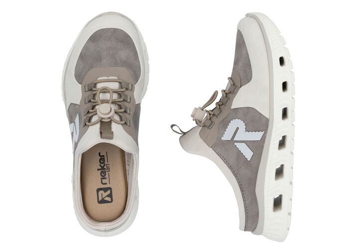 Rieker pantoffels met elastisch snelvetersysteem met stopper 