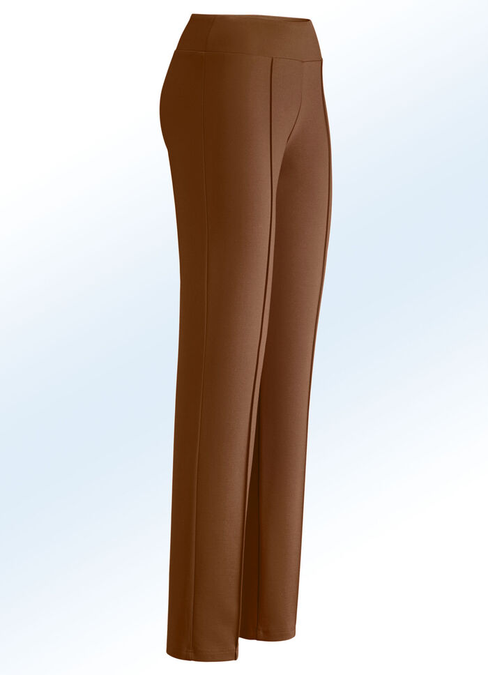 Jerseybroek met een hogere, elastische tailleband COGNAC
