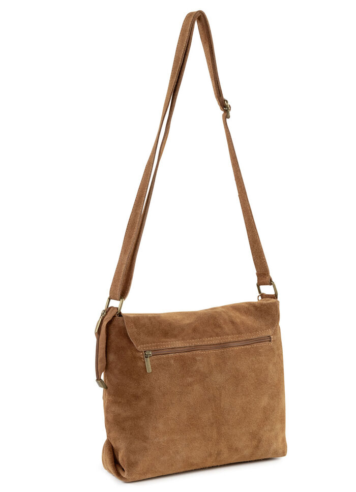 Laurina tas met magneetsluiting en decoratieve strik COGNAC